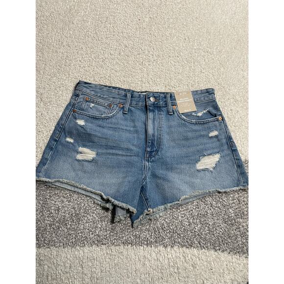 NWT Madewell Women's Size 29 Distressed Relaxed Denim Frayed Hem Shorts Blue - Picture 1 of 7